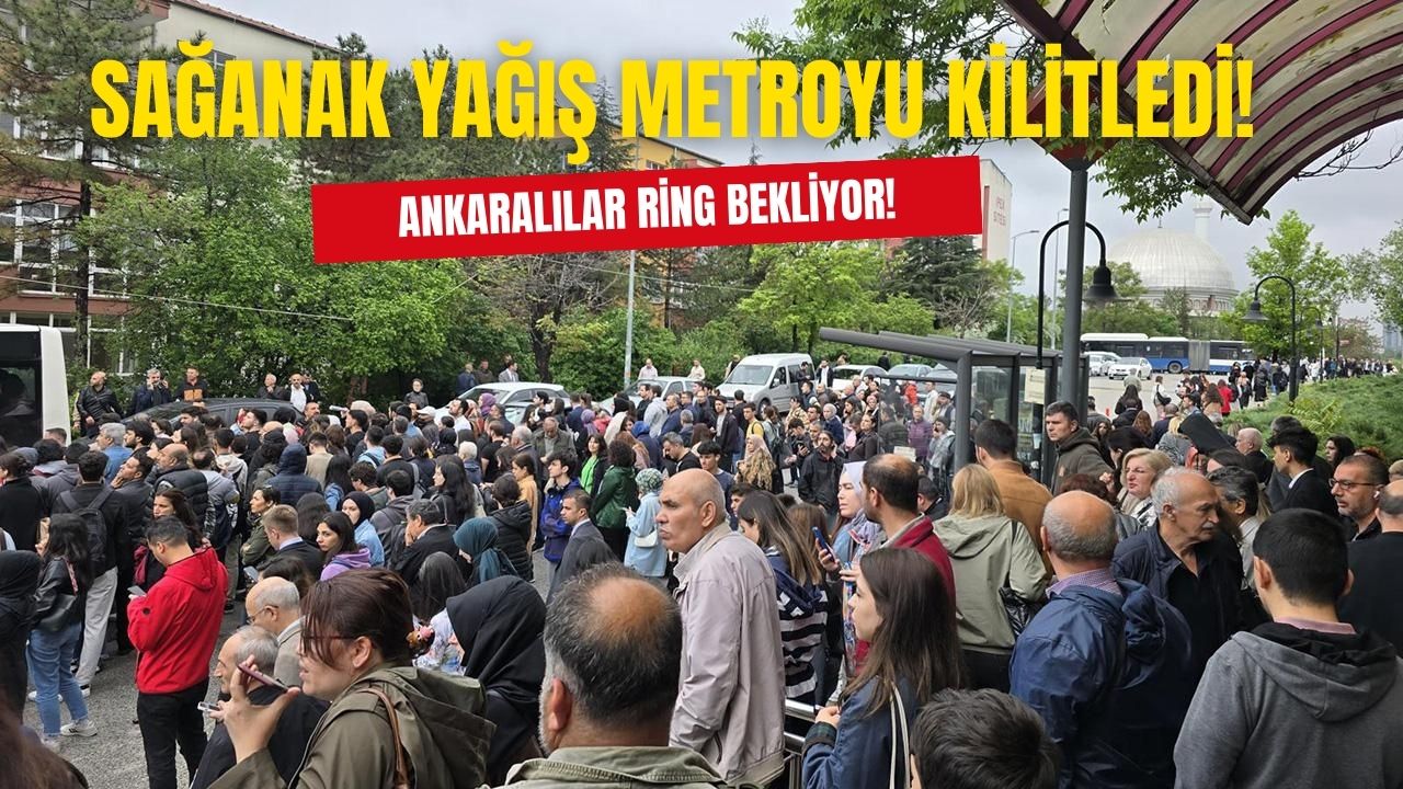 Ankara'da sağanak yağış metro istasyonlarını durdurdu! Vatandaşlar otobüs durakları önünde uzun kuyruklar oluşturdu