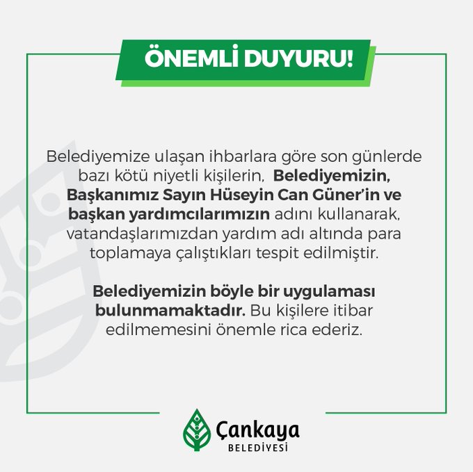 Ankara Çankaya Belediyesi Vatandaşları Dolandırıcılığa Karşı Uyardı