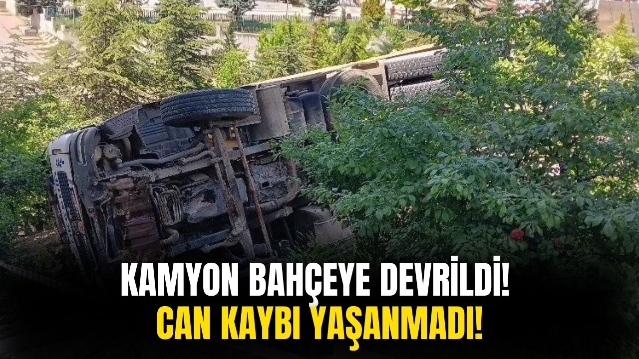 Ankara'da kamyonetin freni arızalandı! Apartman bahçesine devrildi